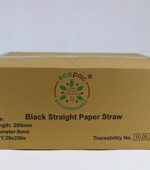 Black Paper Straws - 200mm x 6mm