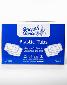 500ml Rectangular Plastic Food Containers & Lids - Smart Choice.