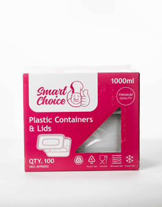 1000ml Rectangular Plastic Food Containers & Lids - Smart Choice - 4