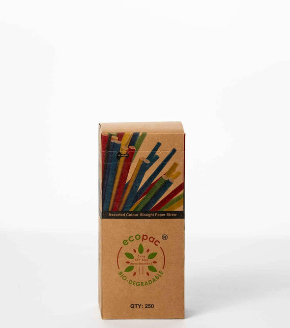 Assorted Colours Straight Paper Straws - 210mm.