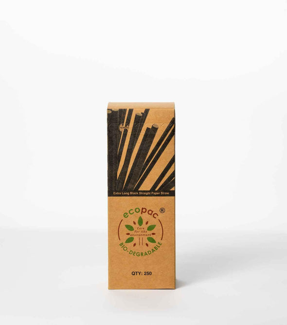 Black Long Paper Straws - 250mm.