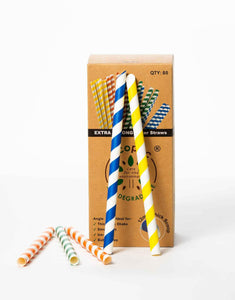 Striped Jumbo Angle Cut Smoothie Paper Straws - 235mm.