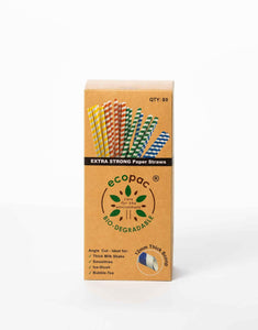 Striped Jumbo Angle Cut Smoothie Paper Straws - 235mm.