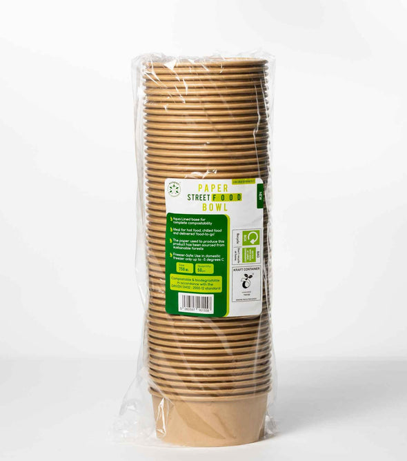 750ml Round Kraft Street Food Bowls.