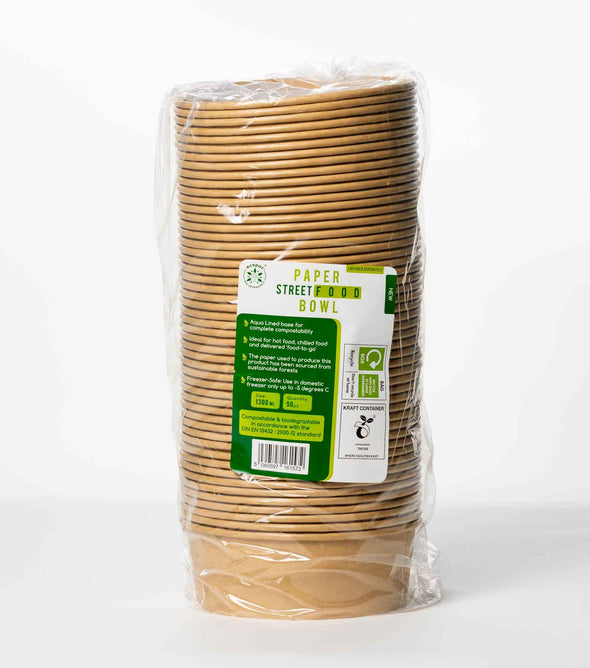 1300ml Round Kraft Street Food Bowls - 5