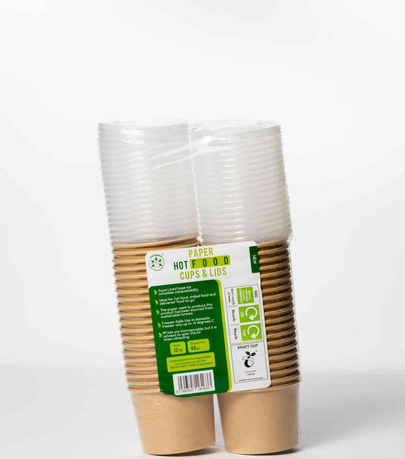 12oz Kraft Food Cups & Lids.