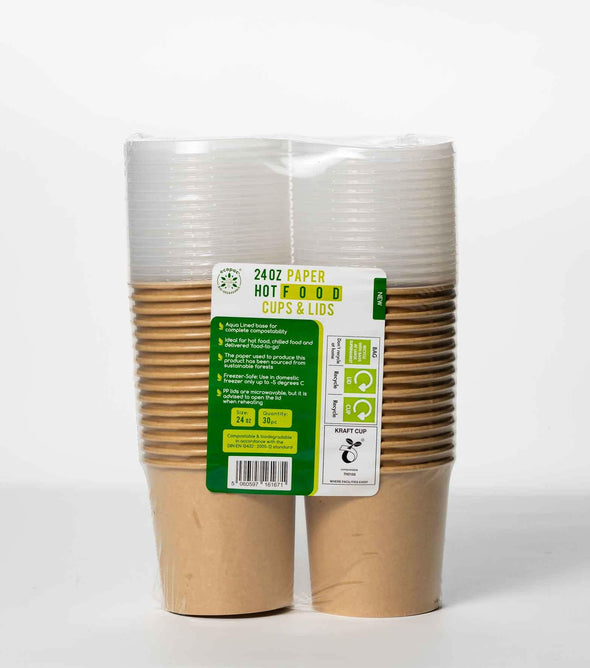 24oz Kraft Food Cups & Lids.