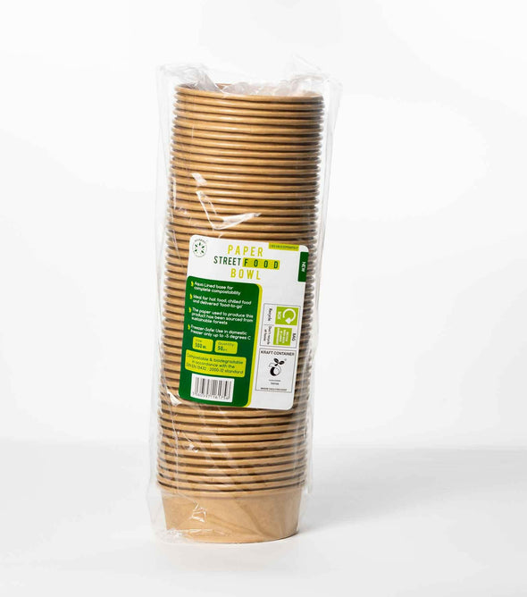 500ml Round Kraft Street Food Bowls.