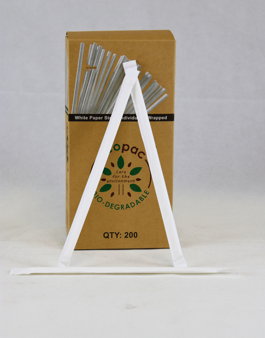 White Paper Straws Indivdually Wrapped 200mm X 6mm